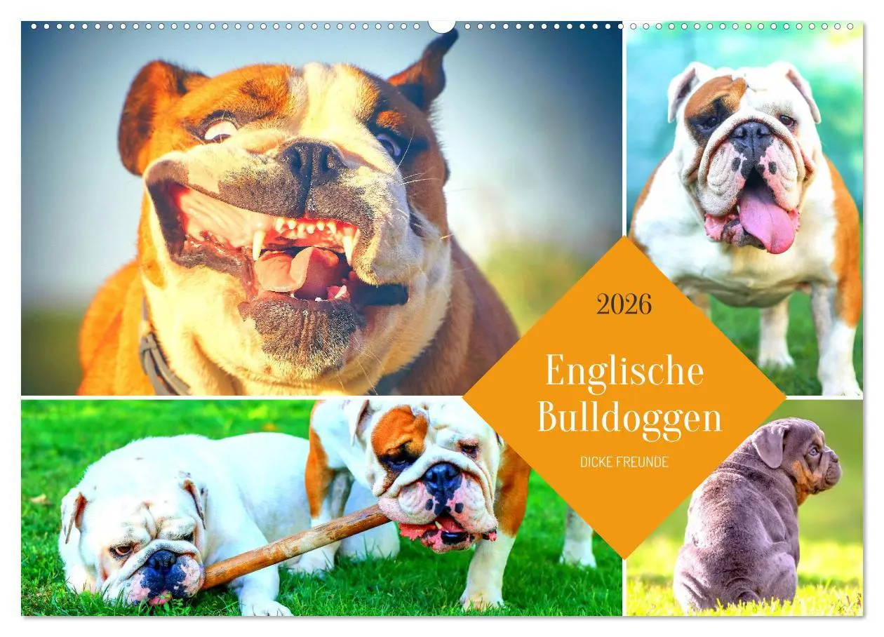 Cover: 9783457913734 | Dicke Freunde. Englische Bulldoggen (Wandkalender 2026 DIN A2...