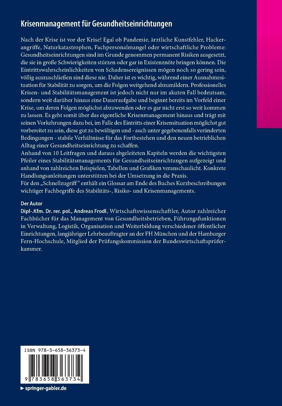 Rückseite: 9783658363734 | Krisenmanagement für Gesundheitseinrichtungen | Andreas Frodl | Buch