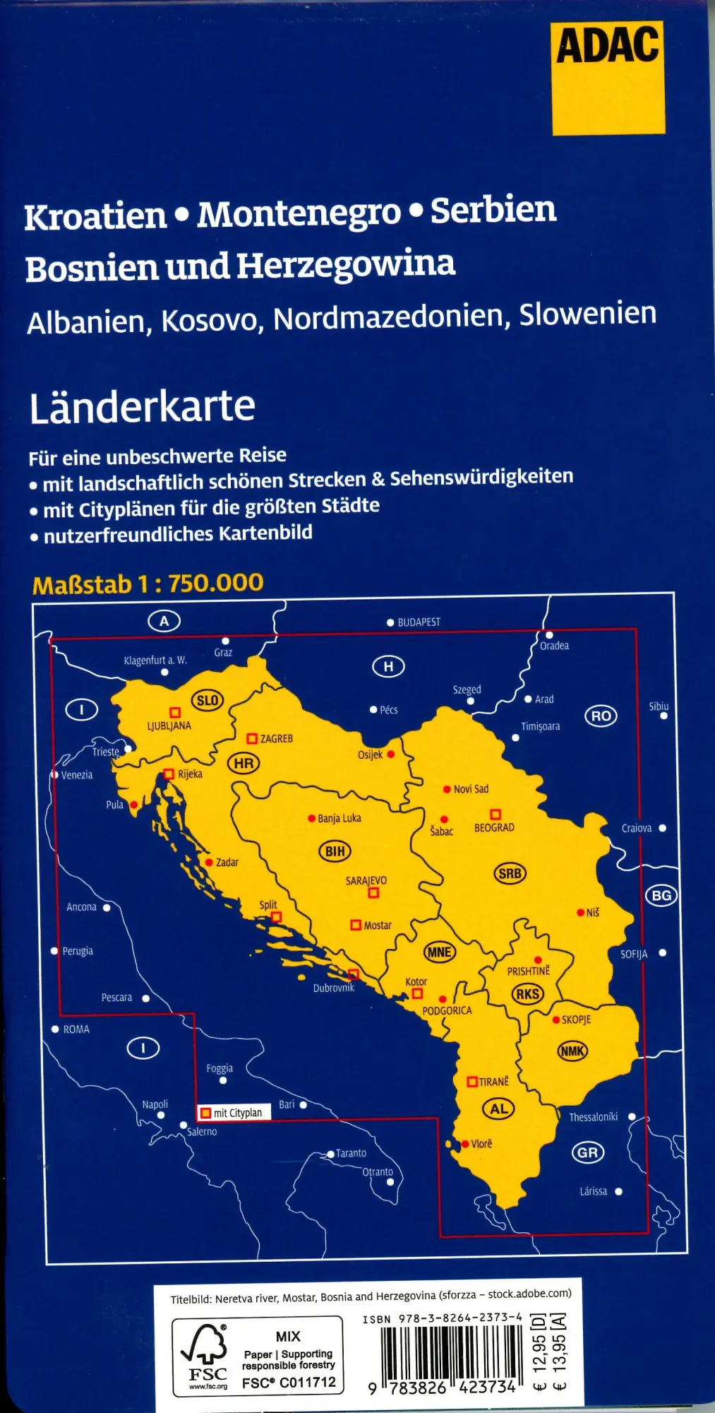 Bild: 9783826423734 | ADAC Länderkarte Kroatien, Montenegro, Serbien, Bosnien und...