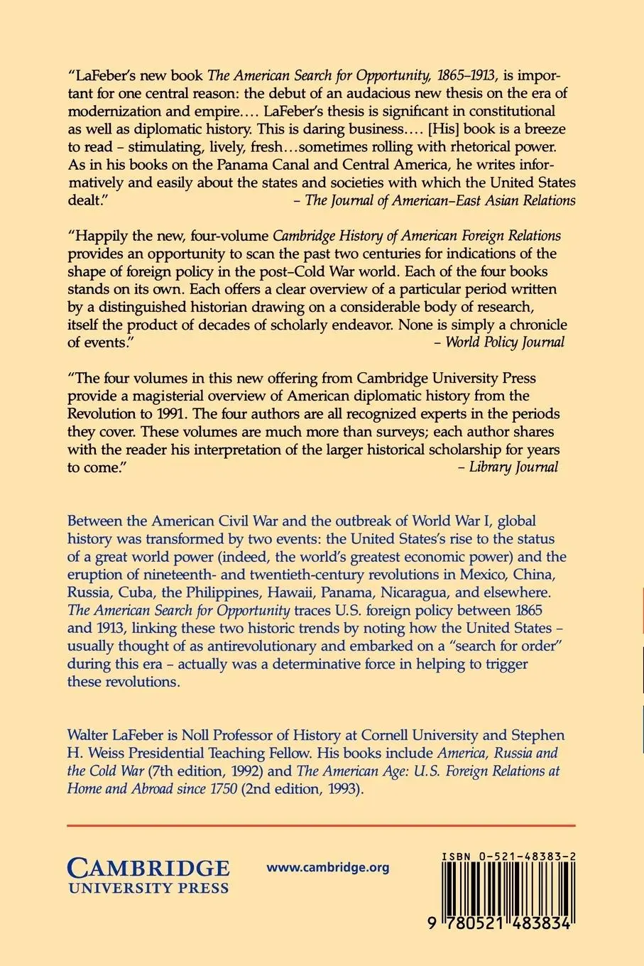 Rückseite: 9780521483834 | The Cambridge History of American Foreign Relations | Walter Lafeber