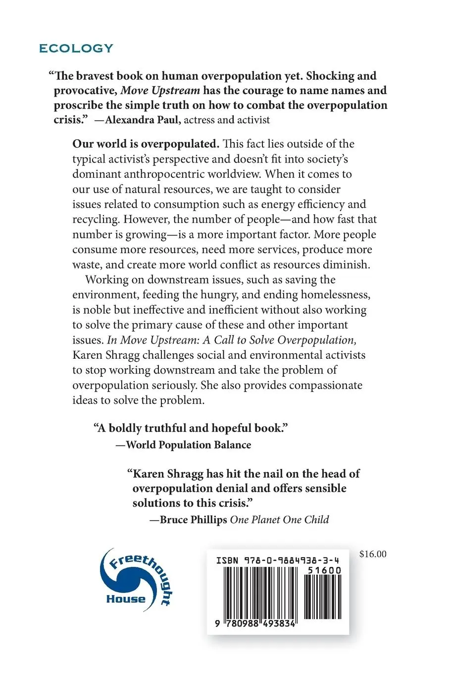 Rückseite: 9780988493834 | Move Upstream | A Call to Solve Overpopulation | Karen I Shragg | Buch