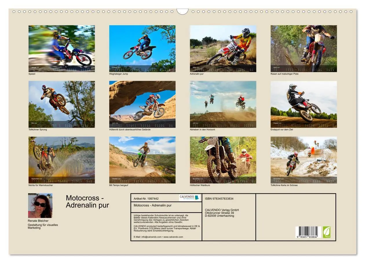 Bild: 9783457833834 | Motocross - Adrenalin pur (Wandkalender 2026 DIN A2 quer), CALVENDO...
