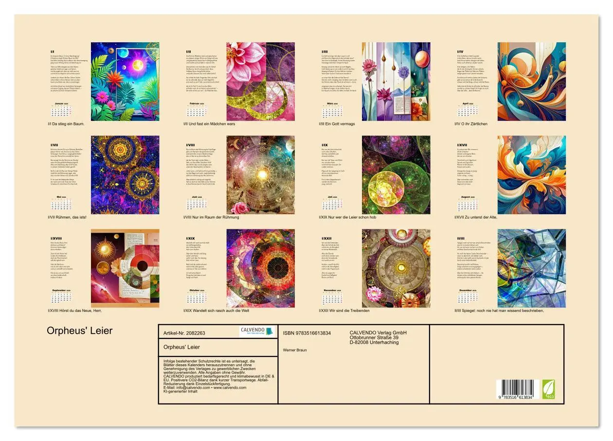 Bild: 9783516613834 | Orpheus' Leier (Wandkalender 2026 DIN A2 quer), CALVENDO...