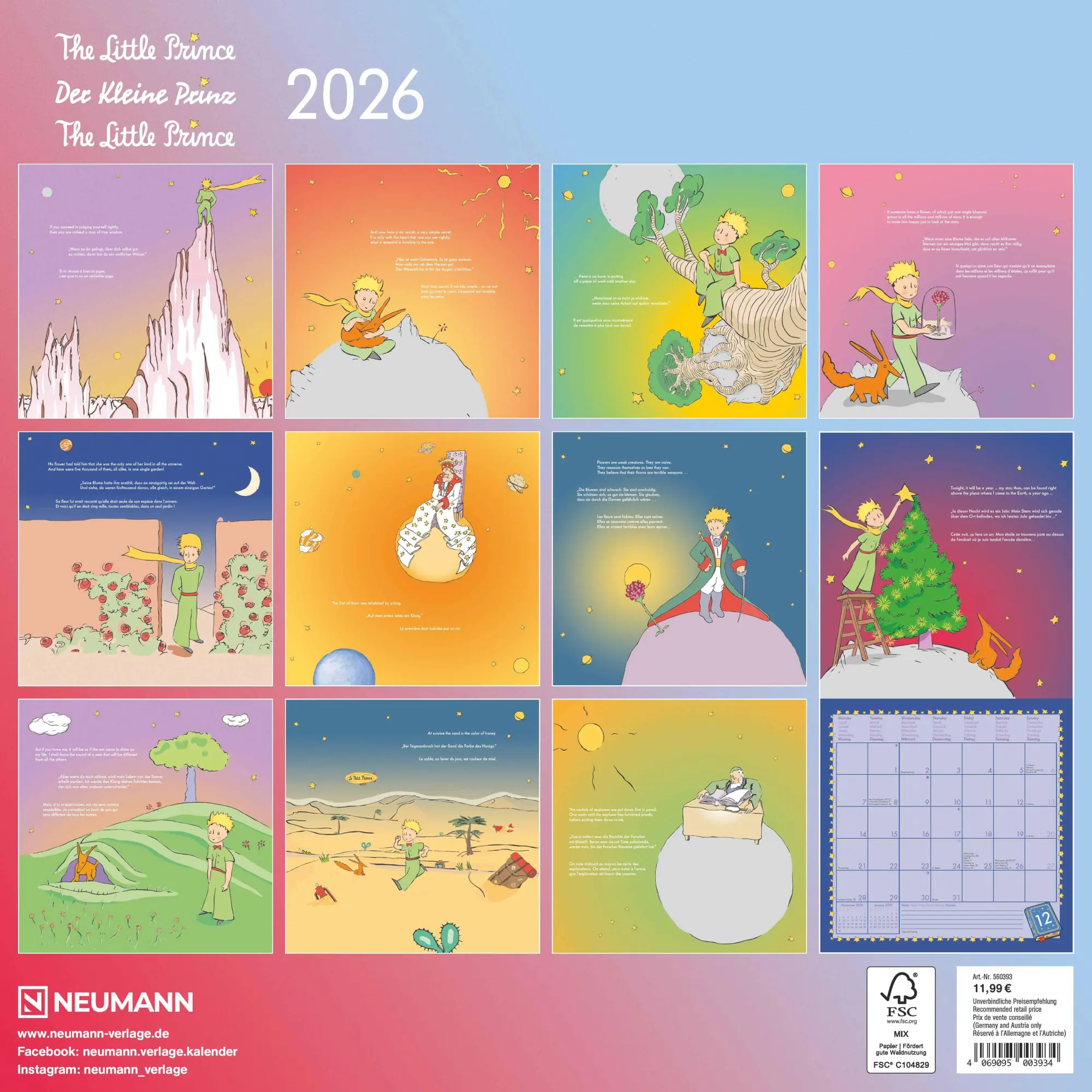 Rückseite: 4069095003934 | Der Kleine Prinz 2026 - Wand-Kalender - Broschüren-Kalender - 30x30...