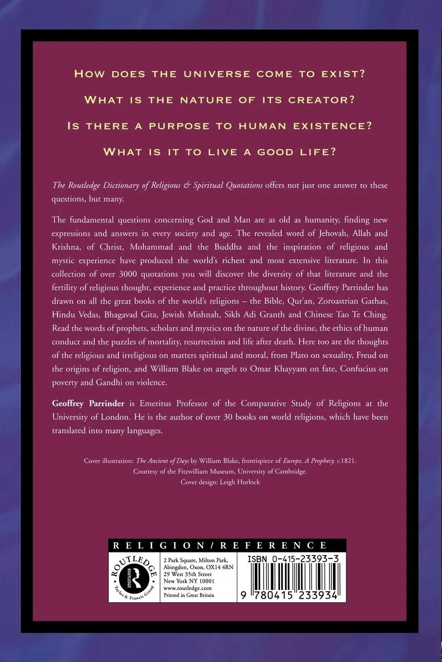 Rückseite: 9780415233934 | The Routledge Dictionary of Religious and Spiritual Quotations | Buch