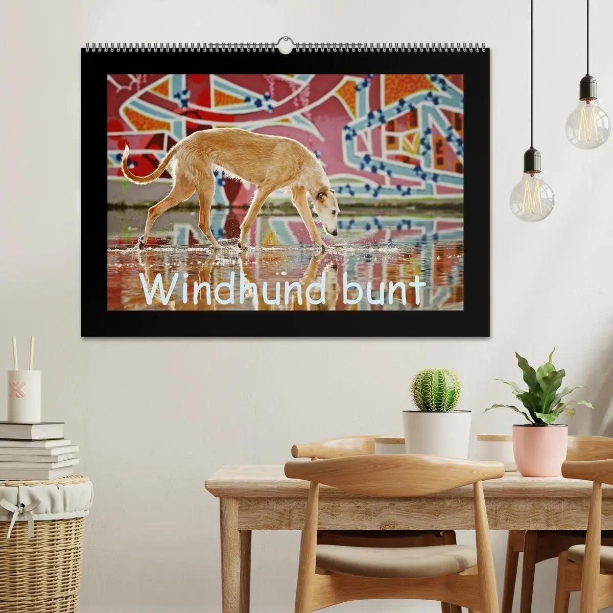 Bild: 9783516083934 | Windhund bunt (Wandkalender 2026 DIN A2 quer), CALVENDO Monatskalender