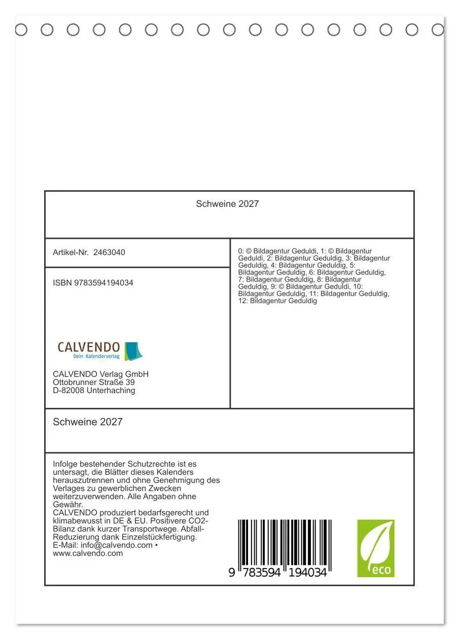 Bild: 9783594194034 | Schweine 2027 (Tischkalender 2027 DIN A5 hoch), CALVENDO...
