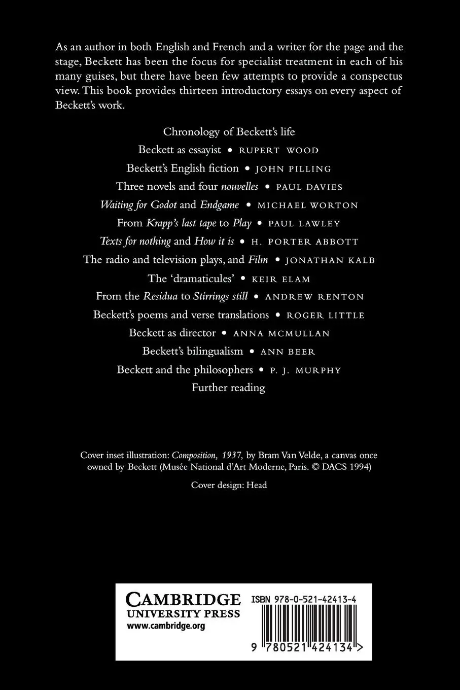 Rückseite: 9780521424134 | The Cambridge Companion to Beckett | John Pilling | Taschenbuch | 2013