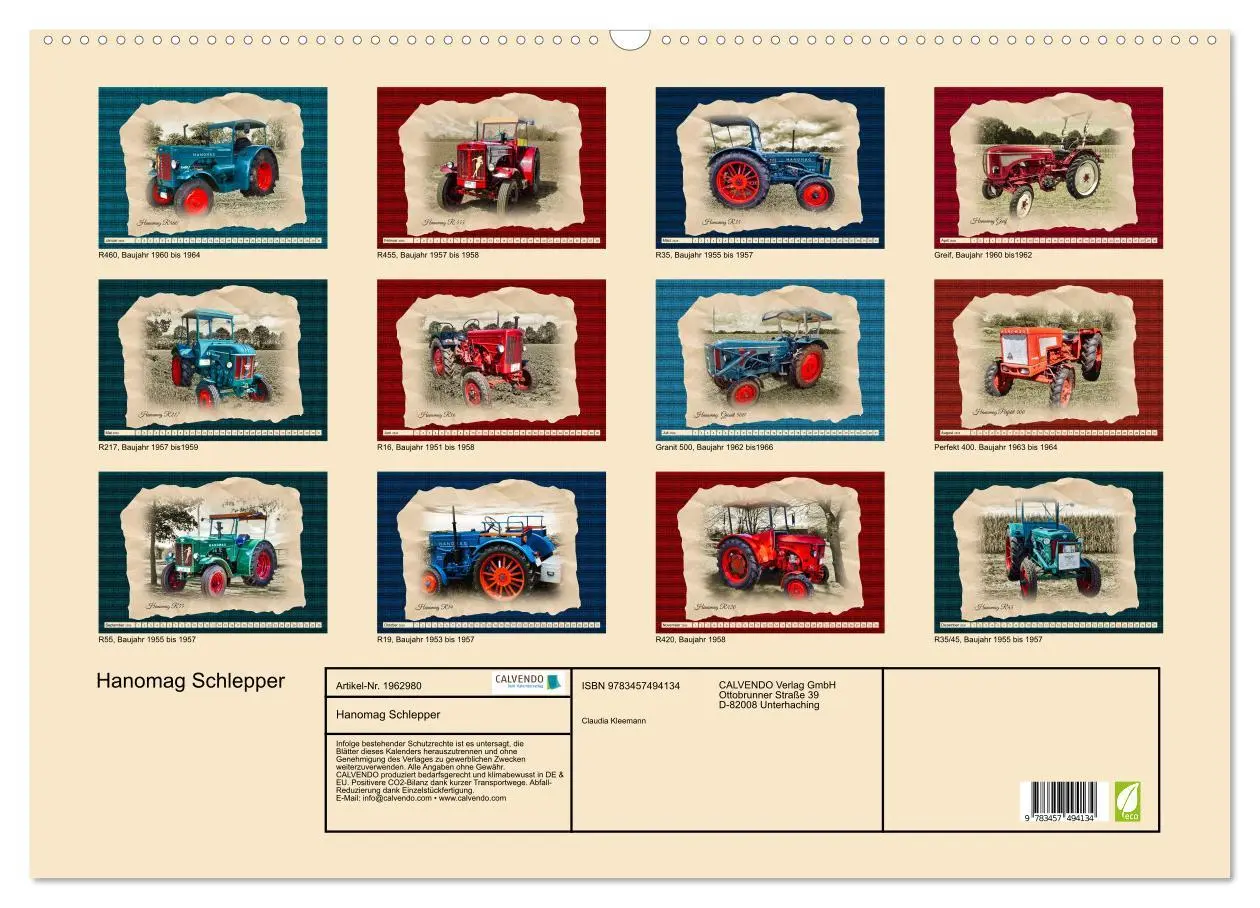 Bild: 9783457494134 | Hanomag Schlepper (Wandkalender 2026 DIN A2 quer), CALVENDO...