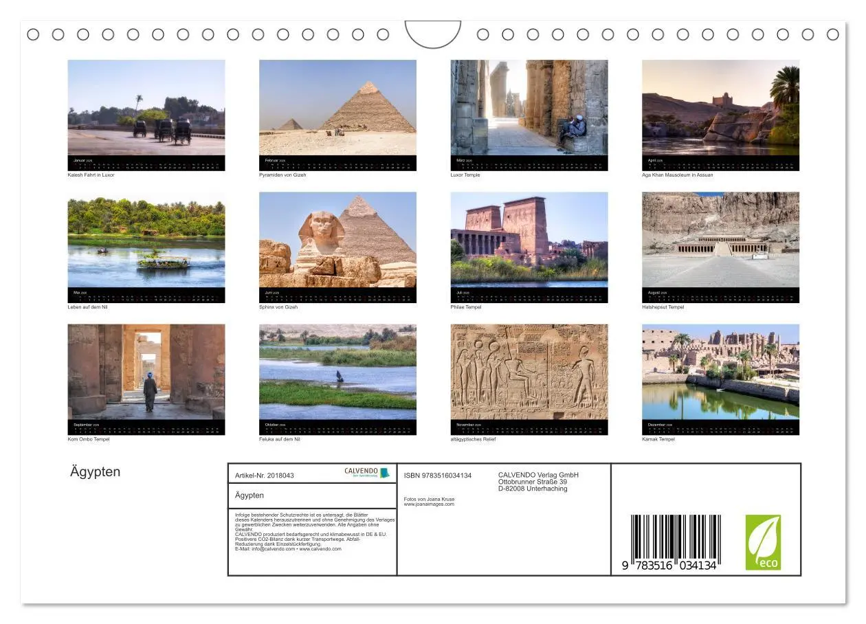 Bild: 9783516034134 | Ägypten (Wandkalender 2026 DIN A4 quer), CALVENDO Monatskalender