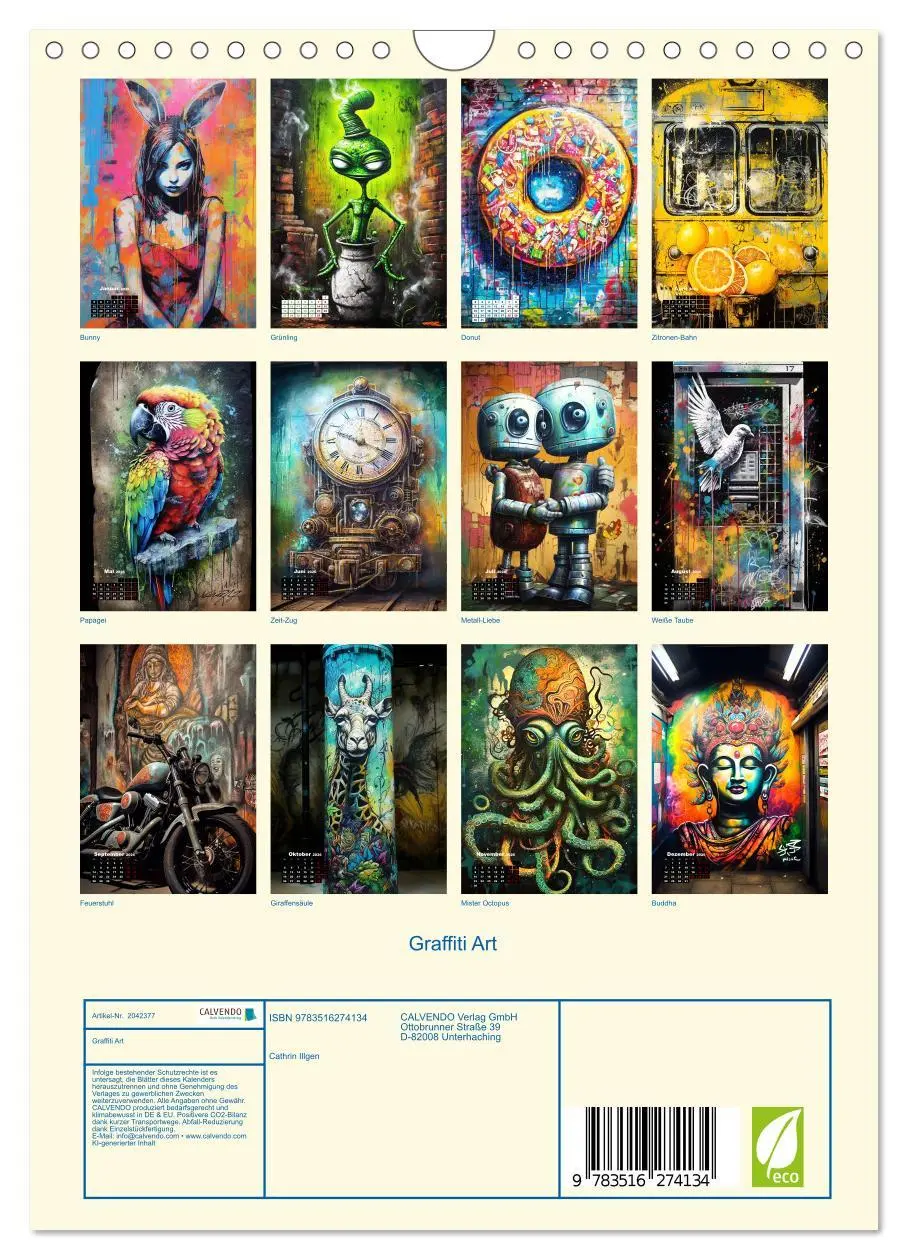 Bild: 9783516274134 | Graffiti Art (Wandkalender 2026 DIN A4 hoch), CALVENDO Monatskalender