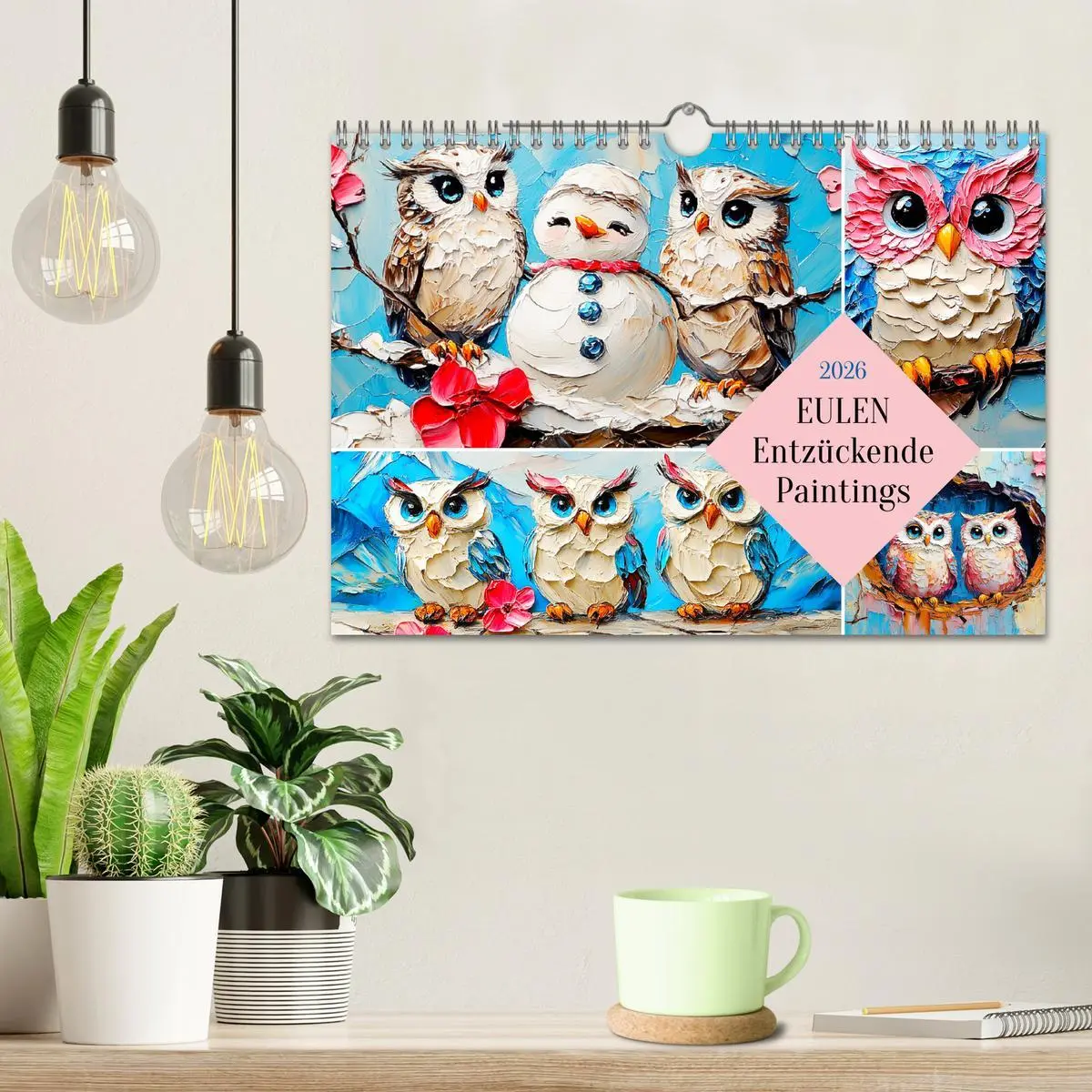 Bild: 9783457314234 | Eulen. Entzückende Paintings (Wandkalender 2026 DIN A4 quer),...