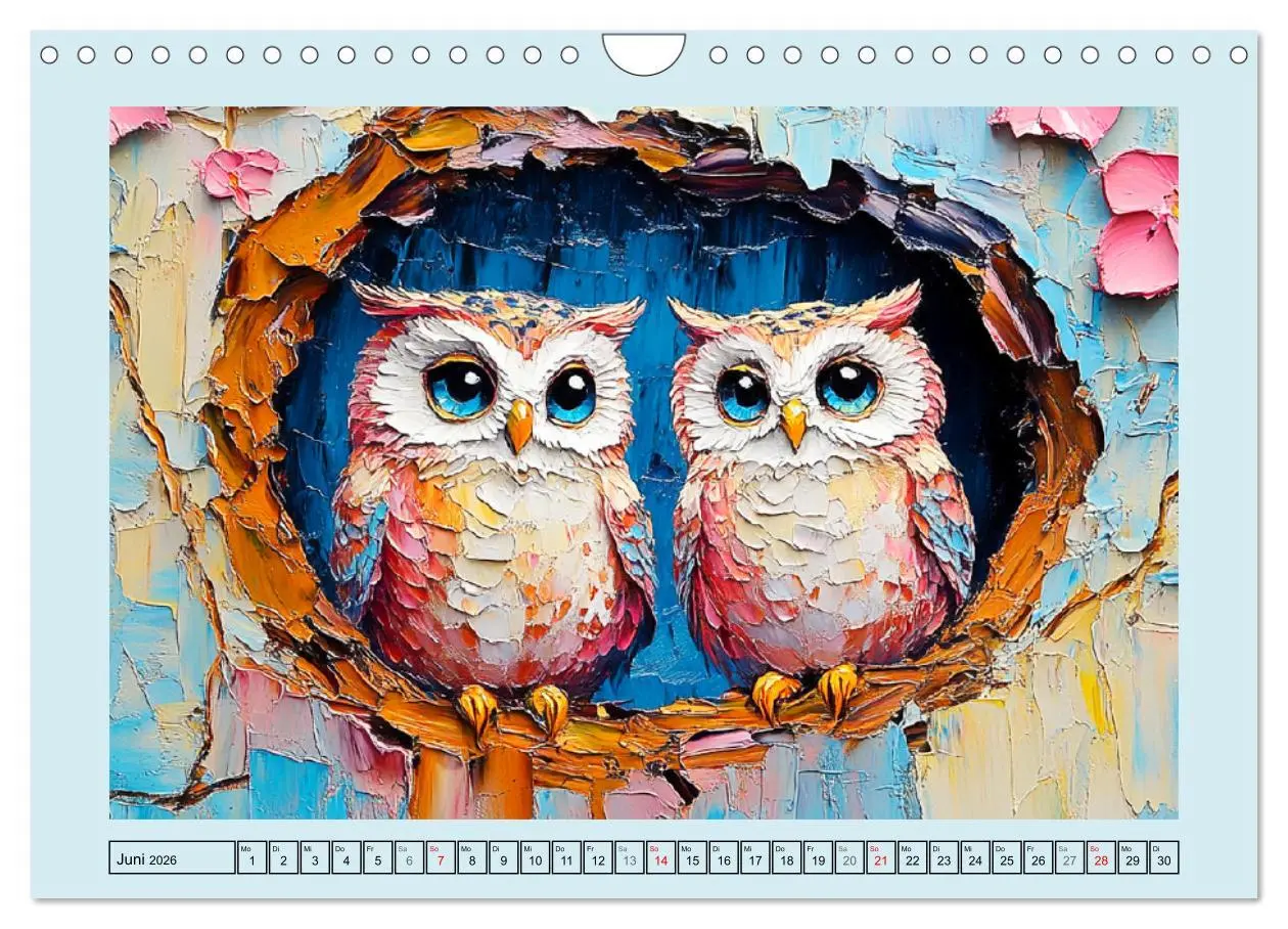 Bild: 9783457314234 | Eulen. Entzückende Paintings (Wandkalender 2026 DIN A4 quer),...