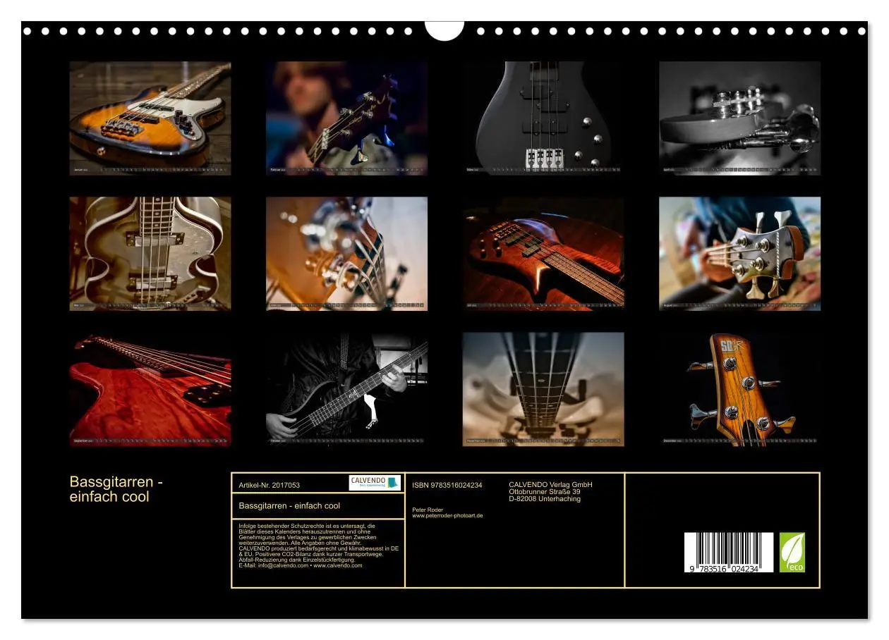 Bild: 9783516024234 | Bassgitarren - einfach cool (Wandkalender 2026 DIN A3 quer),...