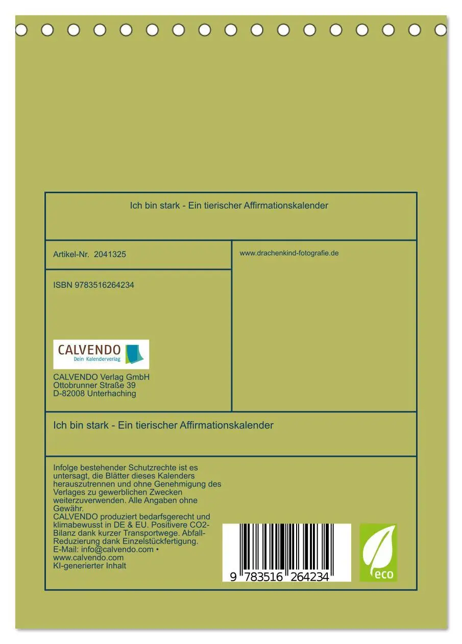 Bild: 9783516264234 | Ich bin stark - Ein tierischer Affirmationskalender (Tischkalender...