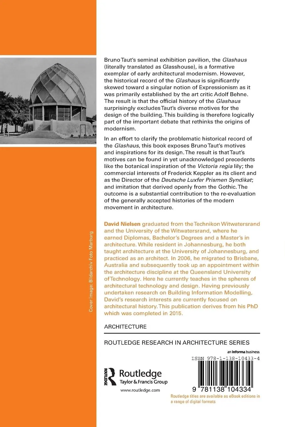 Rückseite: 9781138104334 | Bruno Taut's Design Inspiration for the Glashaus | David Nielsen