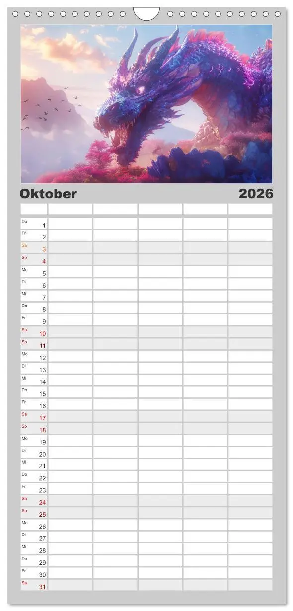 Bild: 9783516494334 | Familienplaner 2026 - Das Jahr der Drachen mit 5 Spalten...