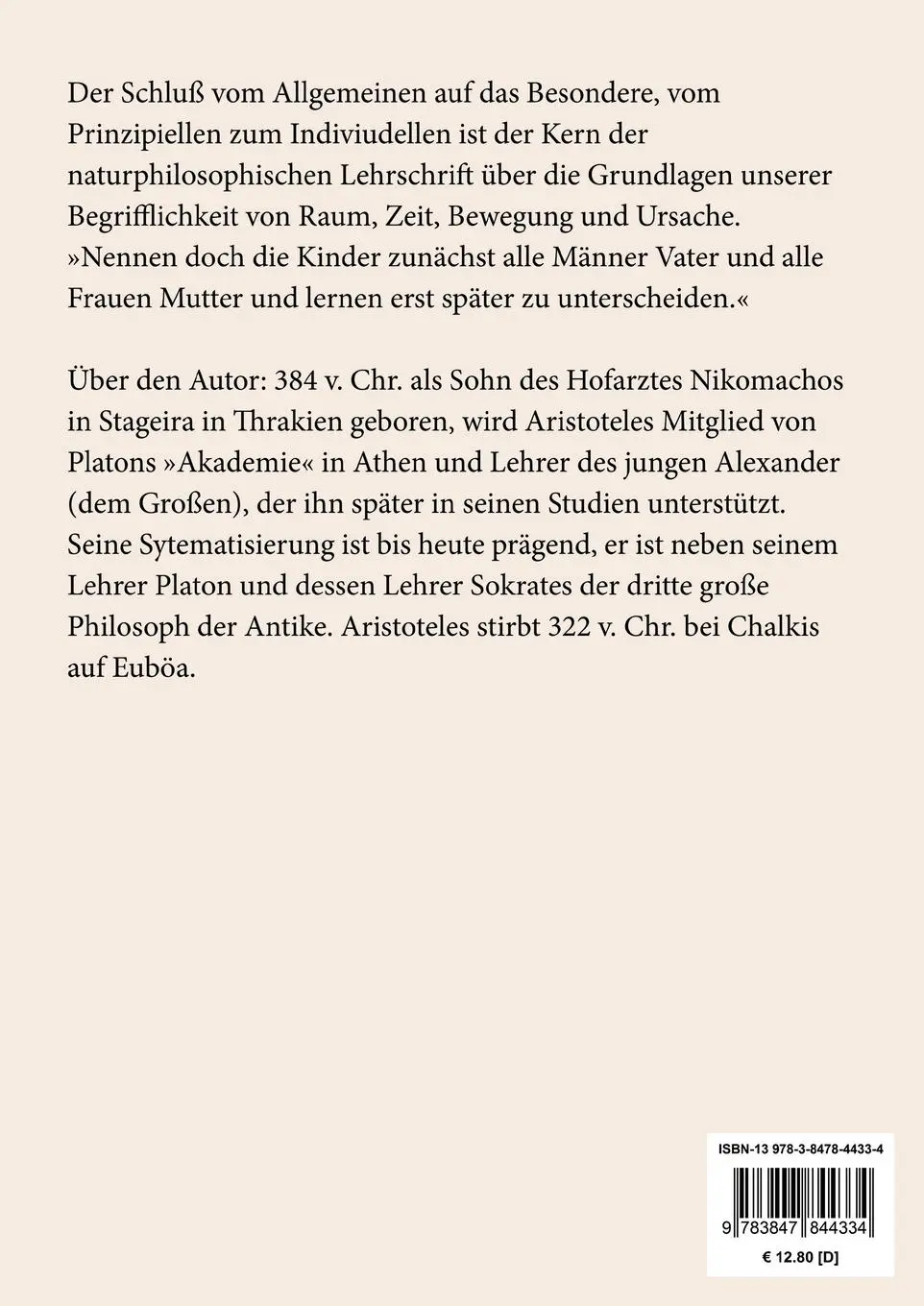 Rückseite: 9783847844334 | Physik (Großdruck) | Aristoteles | Taschenbuch | 228 S. | Deutsch