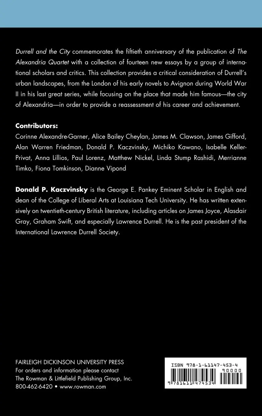 Rückseite: 9781611474534 | Durrell and the City | Collected Essays on Place | Kaczvinsky | Buch