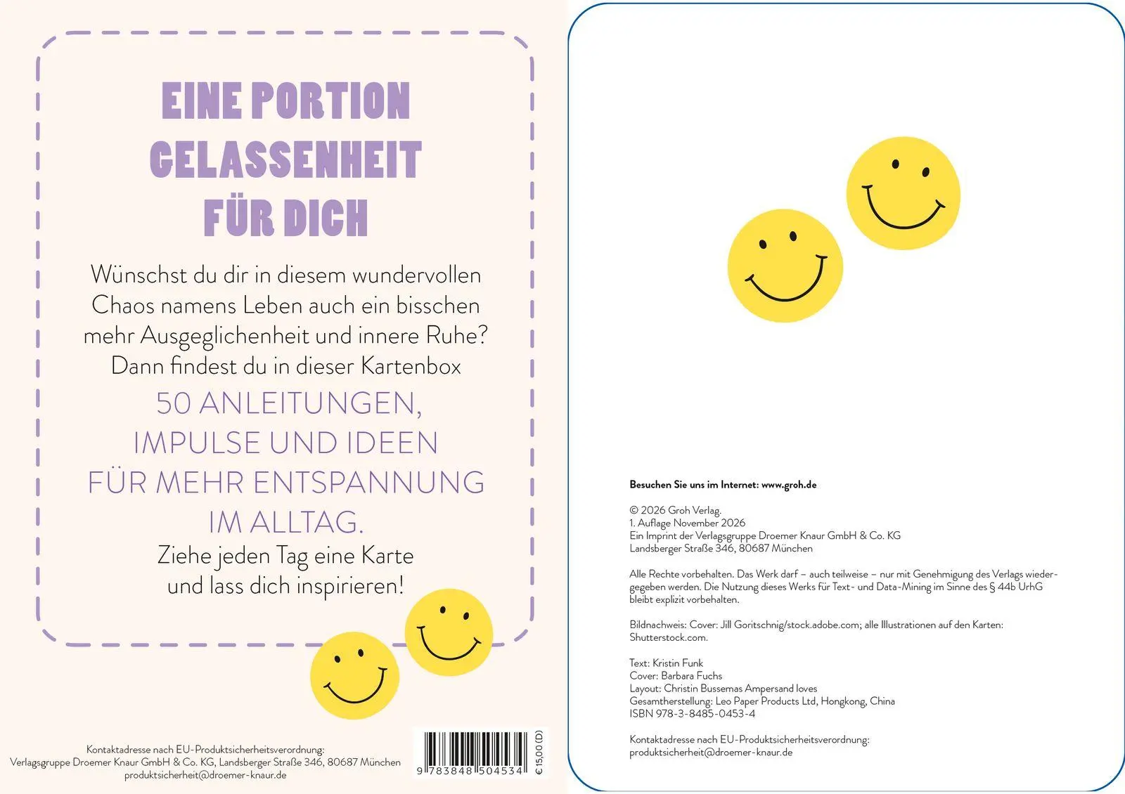 Rückseite: 9783848504534 | Impulskarten: Less stress - 50 Impulse für mehr Entspannung und...