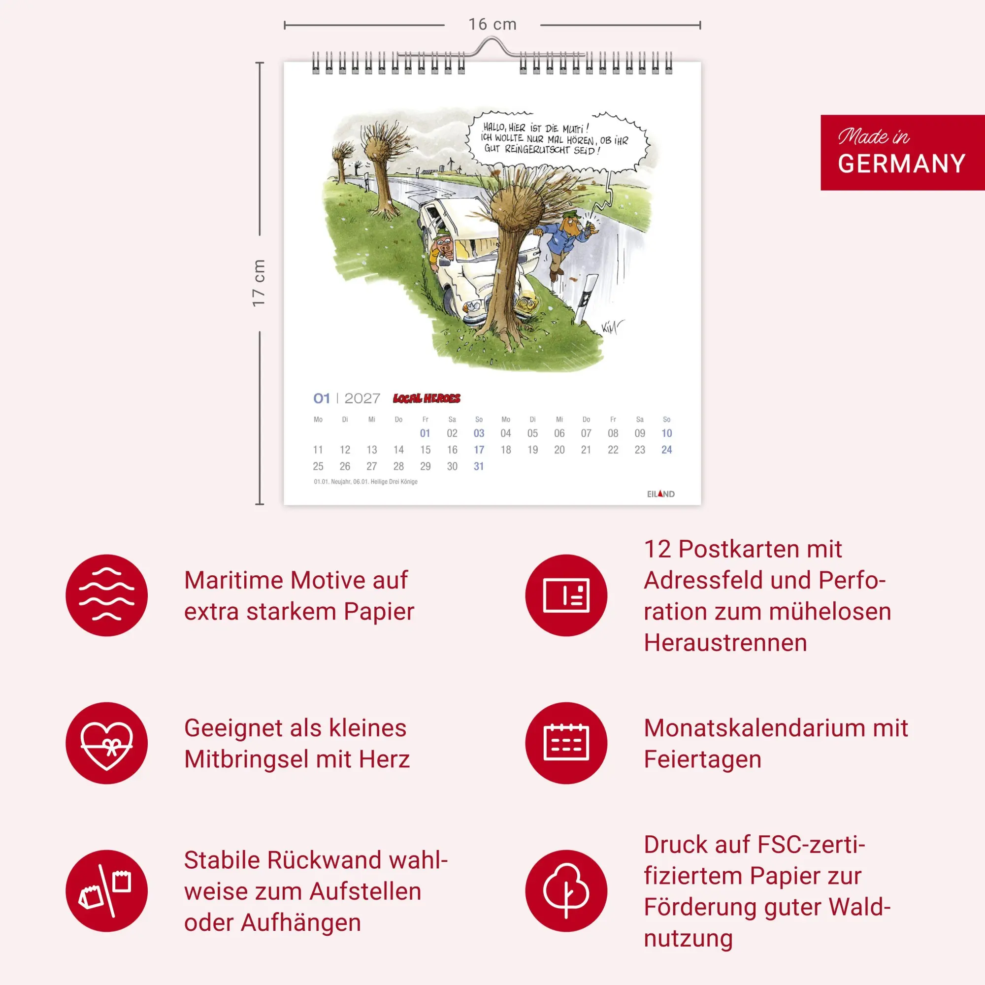 Bild: 9783964024534 | Local Heroes Postkartenkalender 2027 - Vom Leben hinter´m Deich | 2027