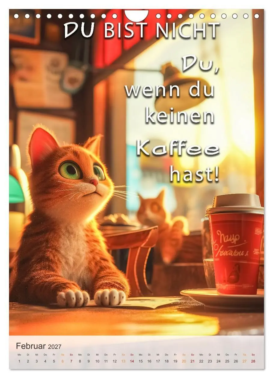 Bild: 9783569174634 | Kaffee-Katzen (Wandkalender 2027 DIN A4 hoch), CALVENDO Monatskalender