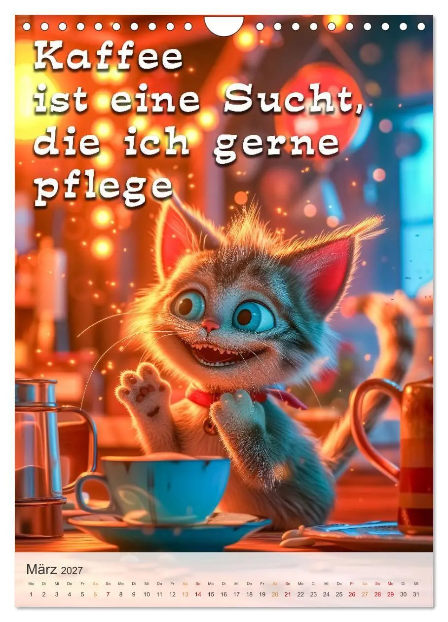 Bild: 9783569174634 | Kaffee-Katzen (Wandkalender 2027 DIN A4 hoch), CALVENDO Monatskalender