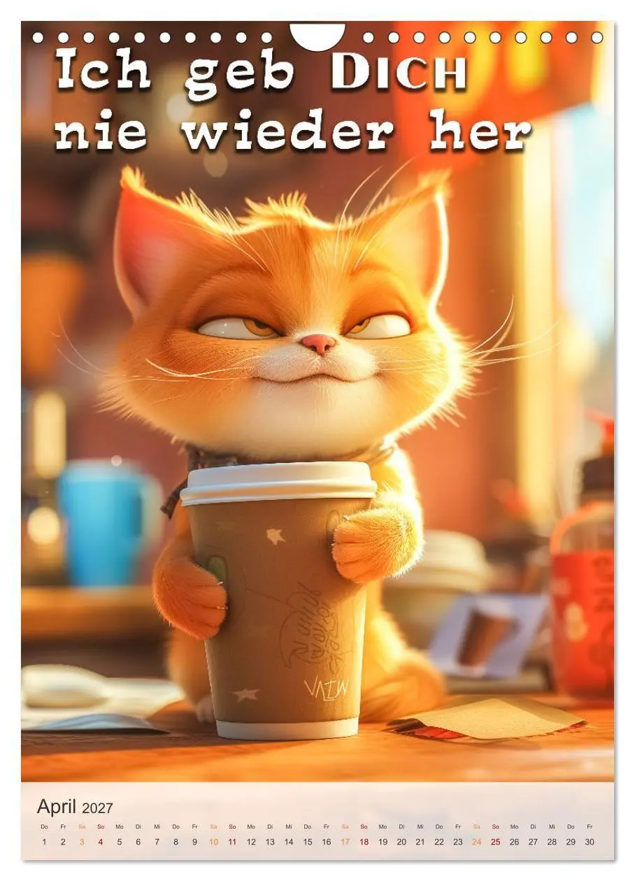 Bild: 9783569174634 | Kaffee-Katzen (Wandkalender 2027 DIN A4 hoch), CALVENDO Monatskalender