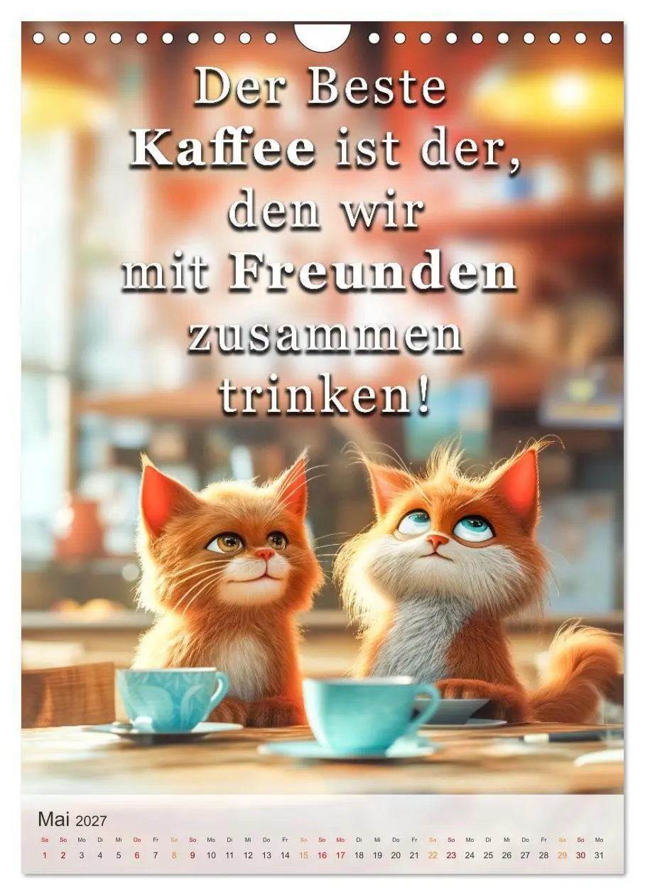 Bild: 9783569174634 | Kaffee-Katzen (Wandkalender 2027 DIN A4 hoch), CALVENDO Monatskalender