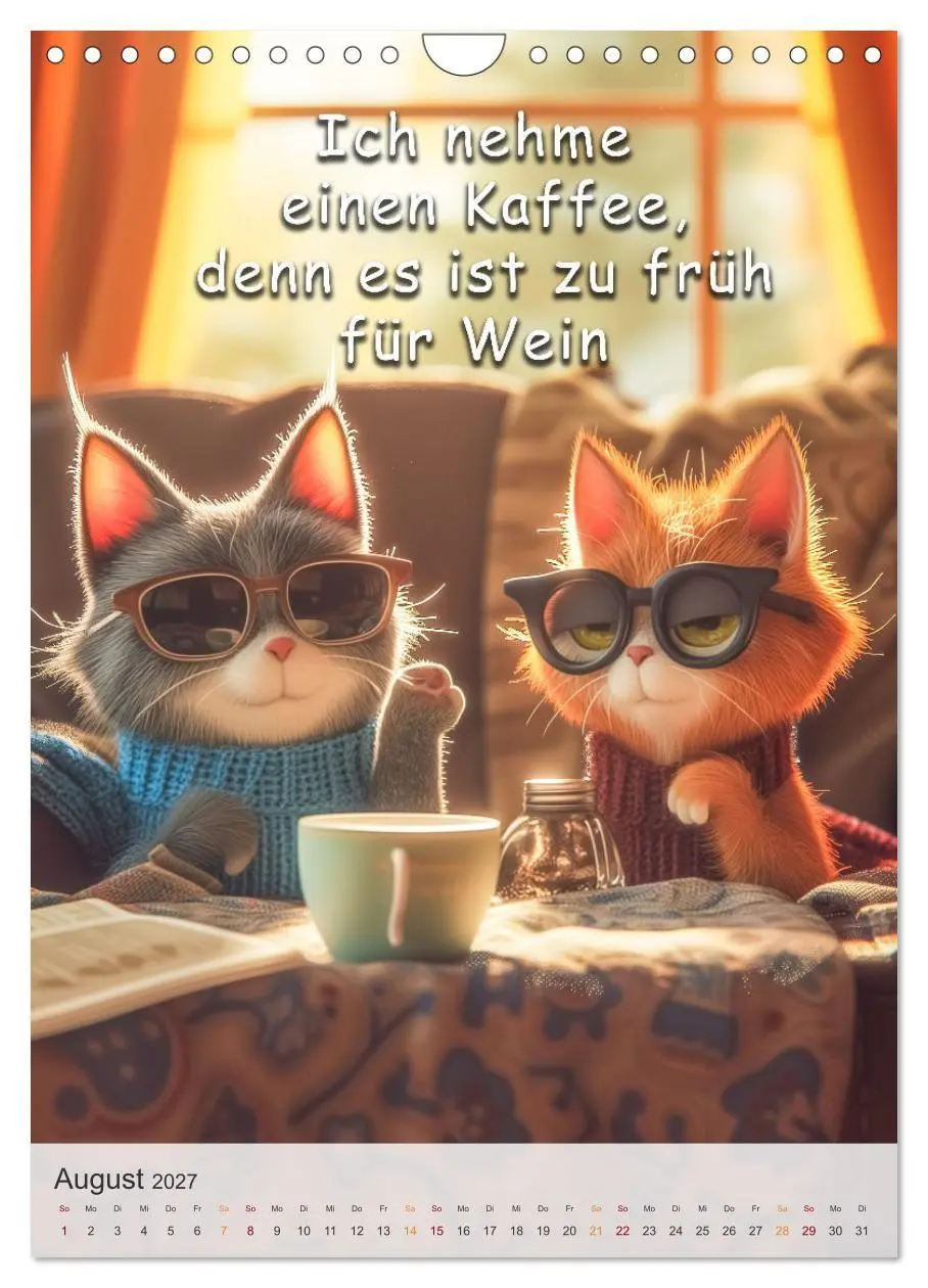 Bild: 9783569174634 | Kaffee-Katzen (Wandkalender 2027 DIN A4 hoch), CALVENDO Monatskalender