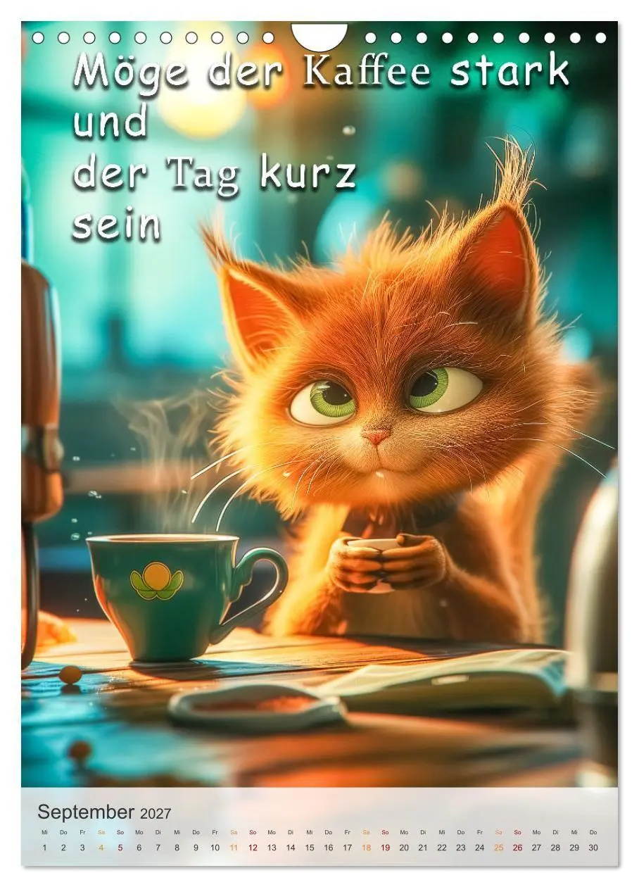Bild: 9783569174634 | Kaffee-Katzen (Wandkalender 2027 DIN A4 hoch), CALVENDO Monatskalender
