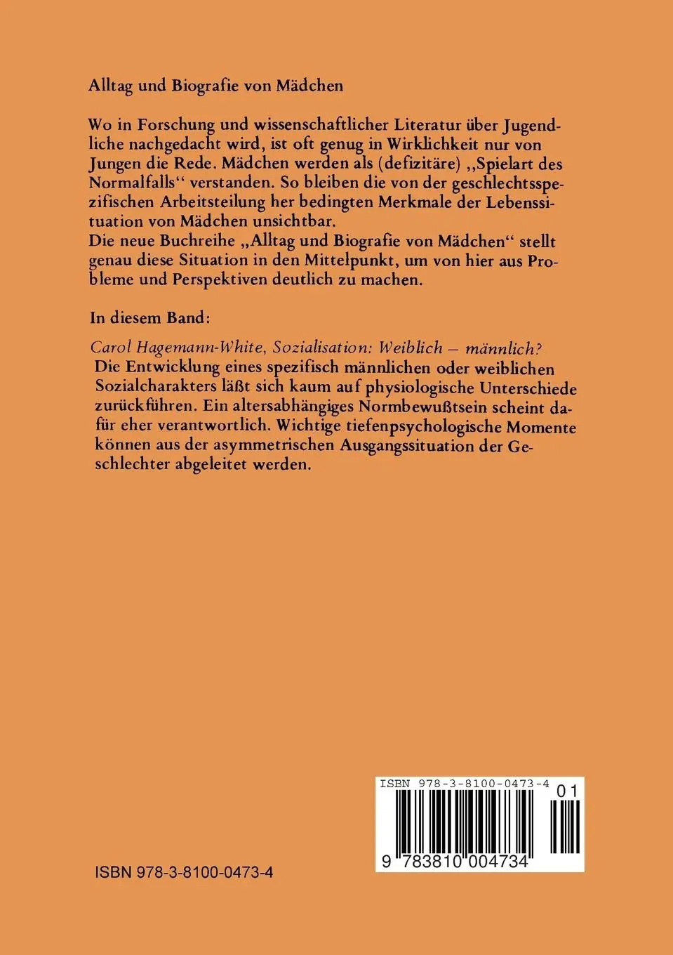 Rückseite: 9783810004734 | Sozialisation: Weiblich - männlich? | Carol Hagemann-White | Buch