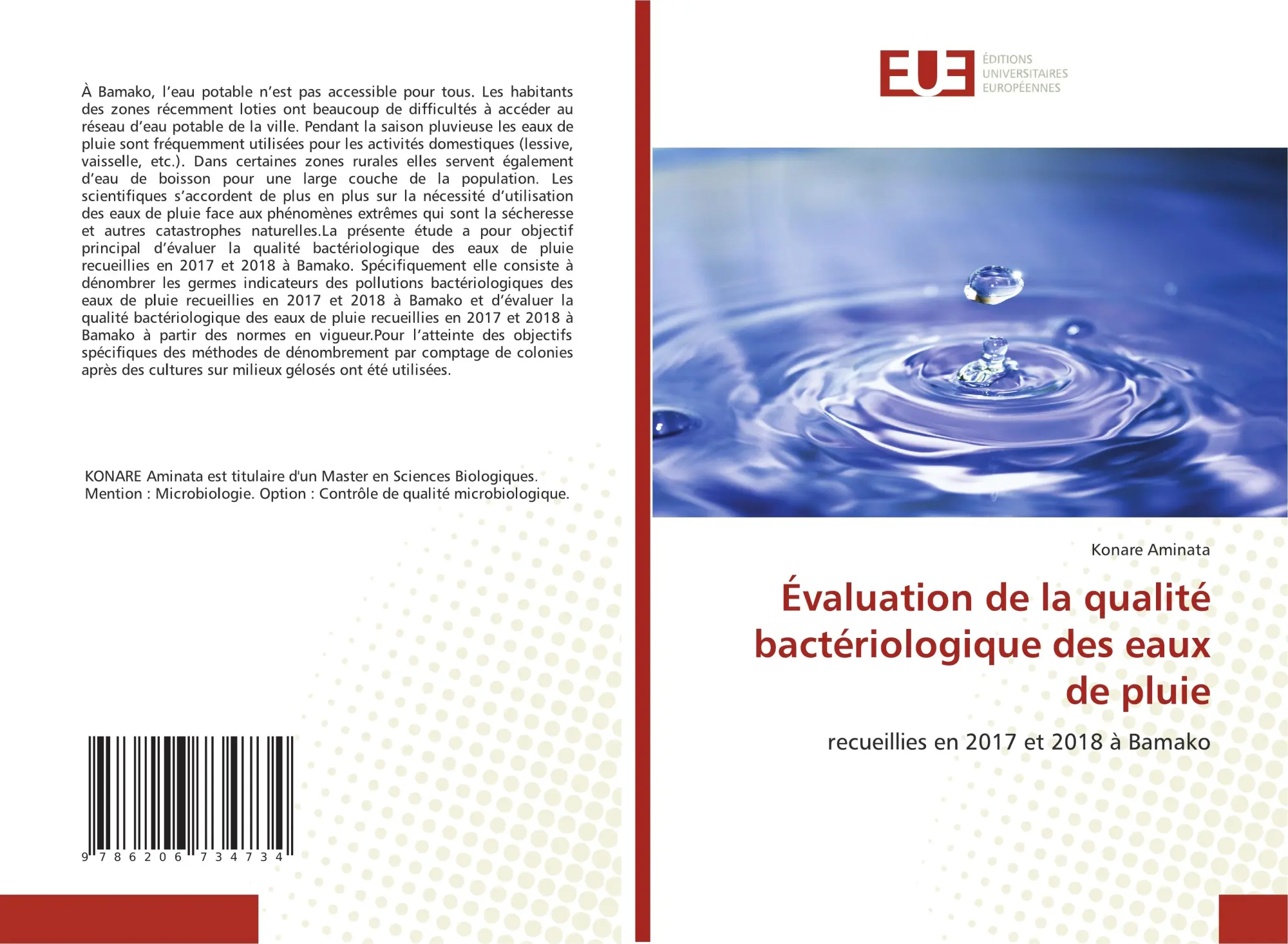 Cover: 9786206734734 | Évaluation de la qualité bactériologique des eaux de pluie | Aminata