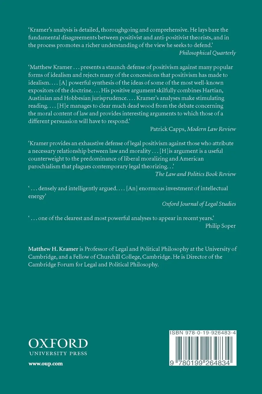 Rückseite: 9780199264834 | In Defense of Legal Positivism | Law Without Trimmings | Kramer | Buch