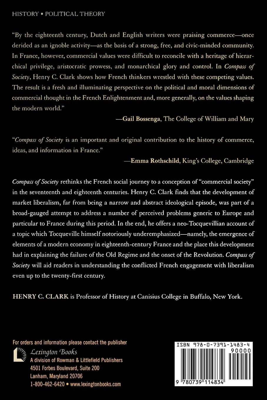 Rückseite: 9780739114834 | Compass of Society | Commerce and Absolutism in Old-Regime France