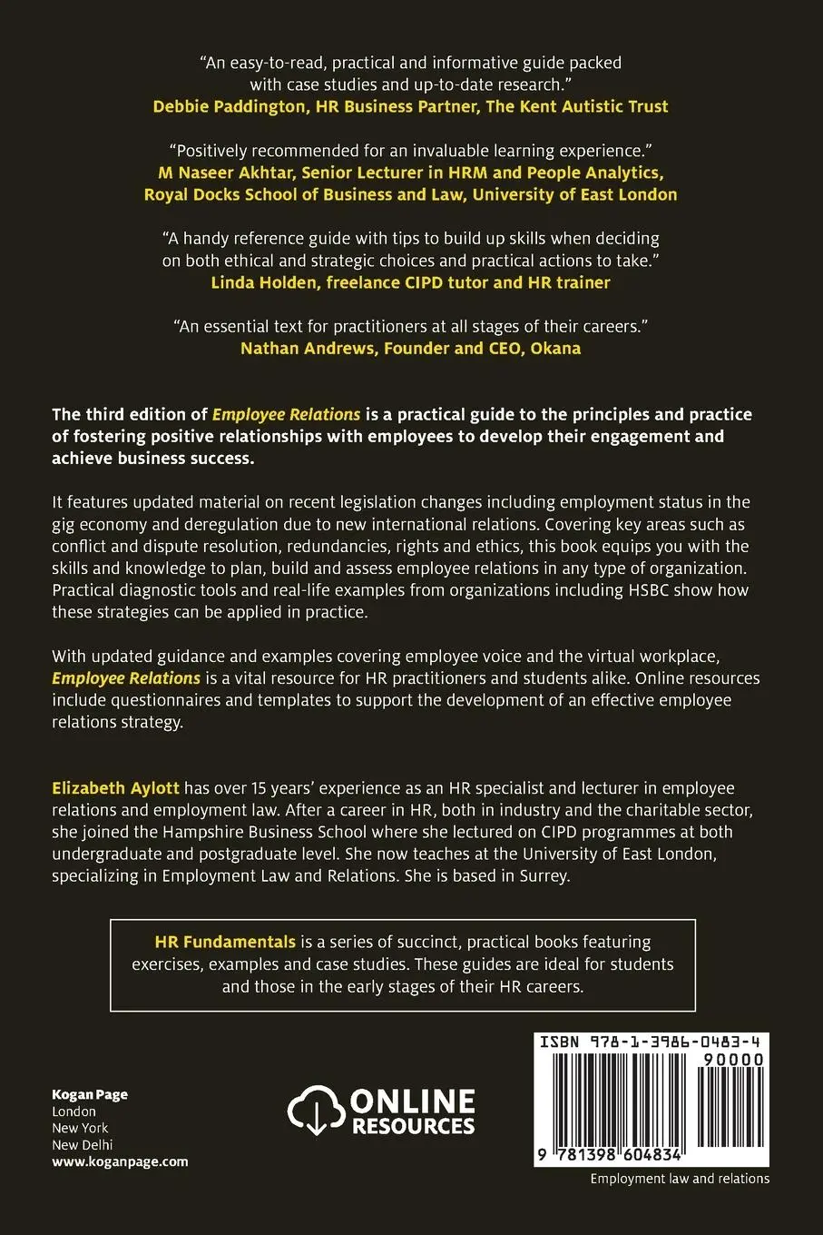 Rückseite: 9781398604834 | Employee Relations | A Practical Introduction | Elizabeth Aylott