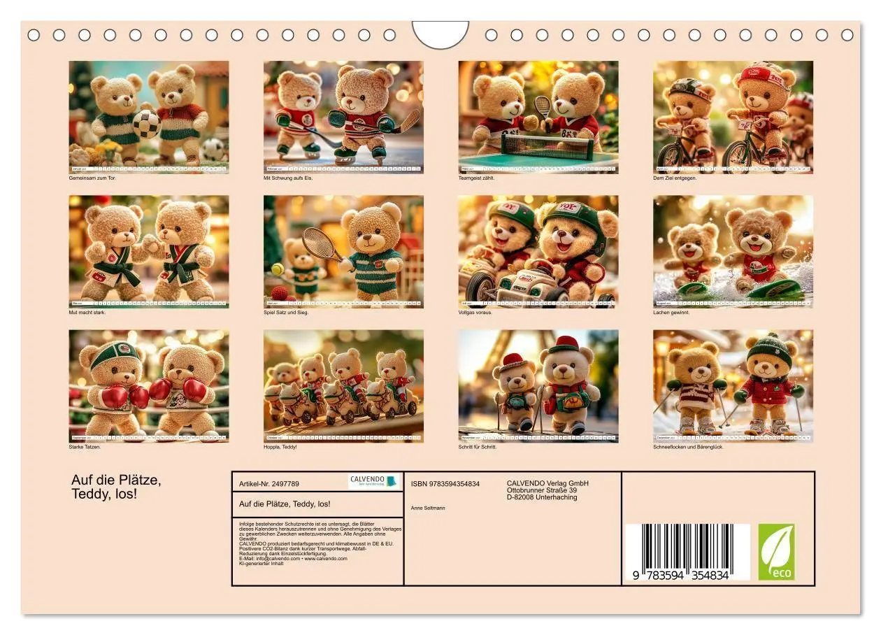 Bild: 9783594354834 | Auf die Plätze, Teddy, los! (Wandkalender 2027 DIN A4 quer),...