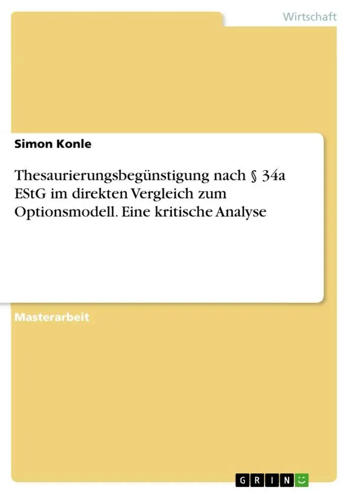 Cover: 9783963554834 | Thesaurierungsbegünstigung nach § 34a EStG im direkten Vergleich...