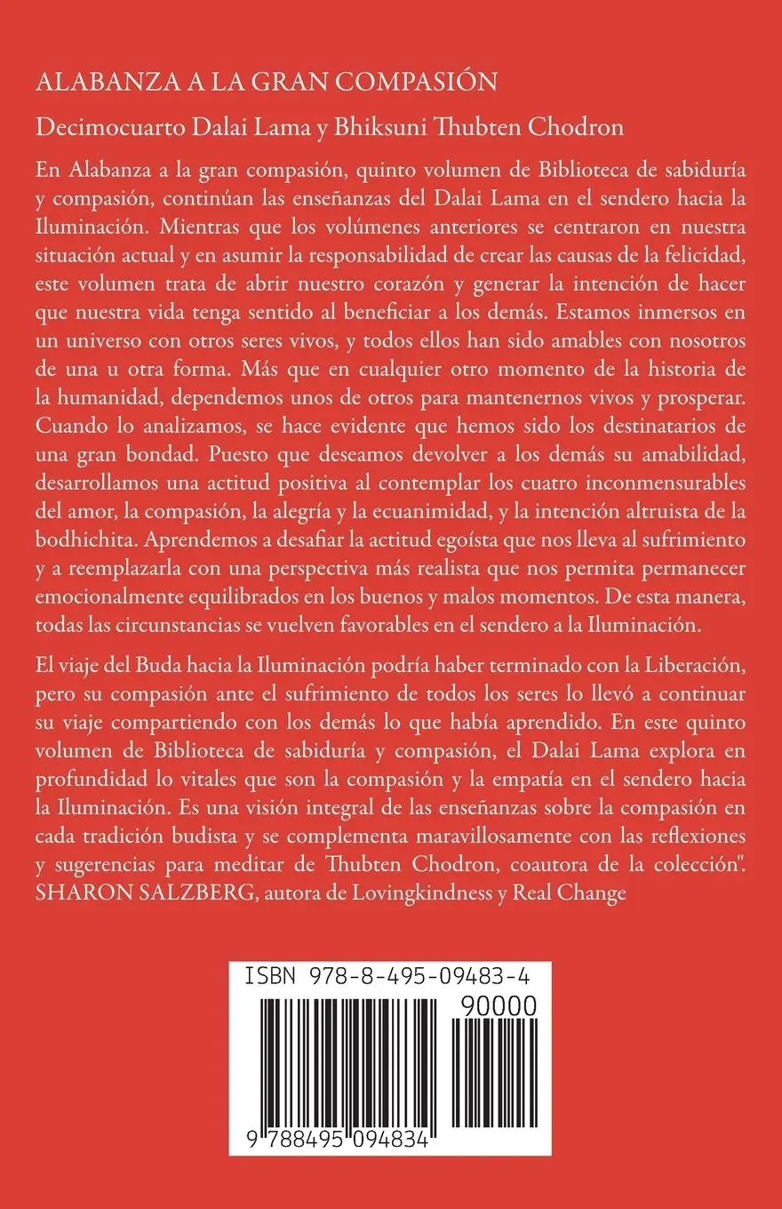 Rückseite: 9788495094834 | Alabanza a la Gran Compasión | Su Santidad El Dalai Lama (u. a.)