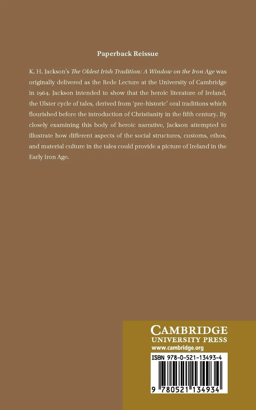 Rückseite: 9780521134934 | The Oldest Irish Tradition | A Window on the Iron Age | Jackson | Buch