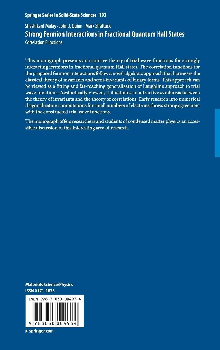 Rückseite: 9783030004934 | Strong Fermion Interactions in Fractional Quantum Hall States | Buch