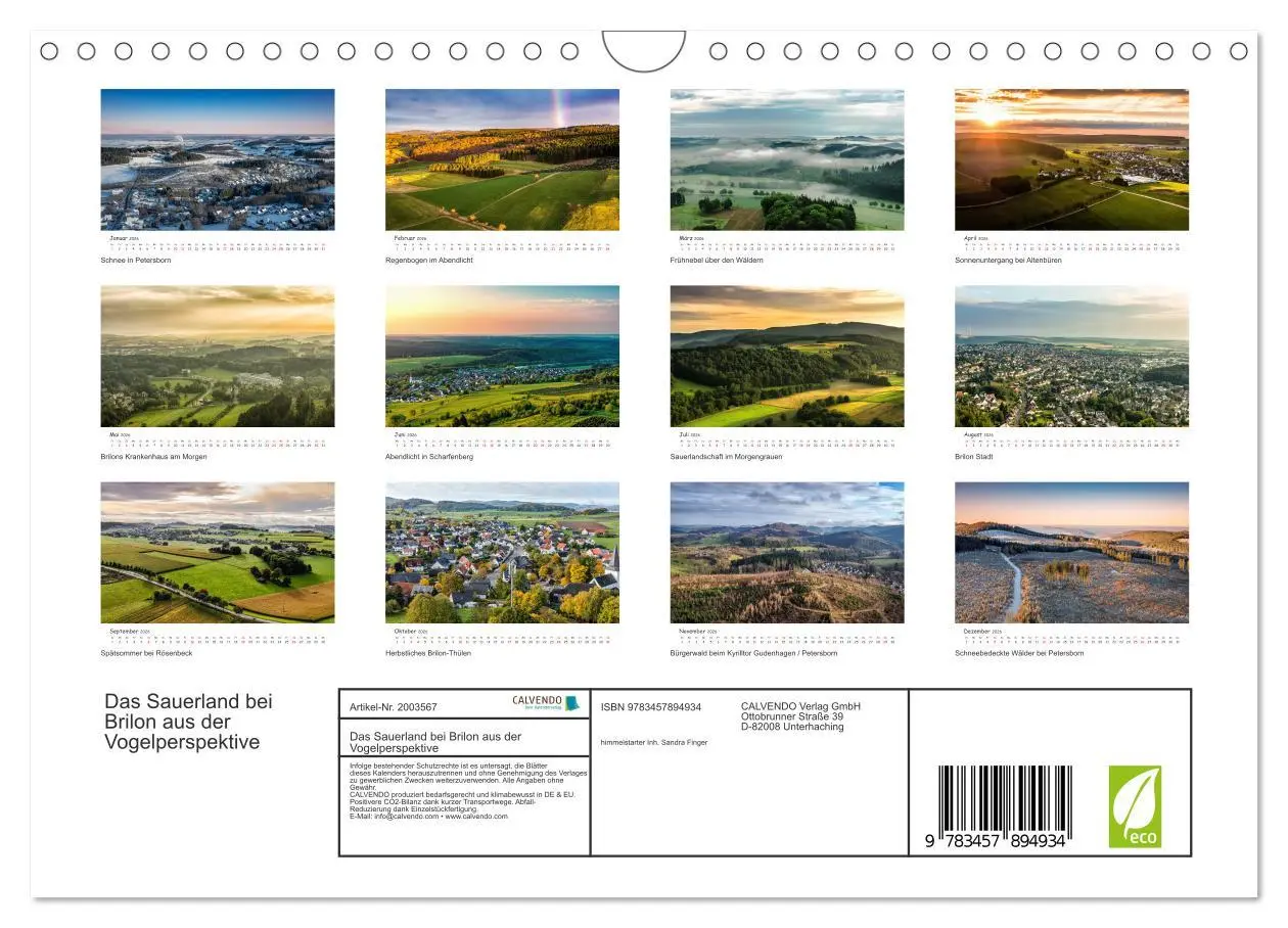 Bild: 9783457894934 | Das Sauerland bei Brilon aus der Vogelperspektive (Wandkalender...