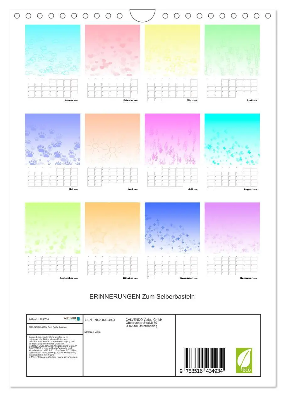 Bild: 9783516434934 | ERINNERUNGEN Zum Selberbasteln (Wandkalender 2026 DIN A4 hoch),...
