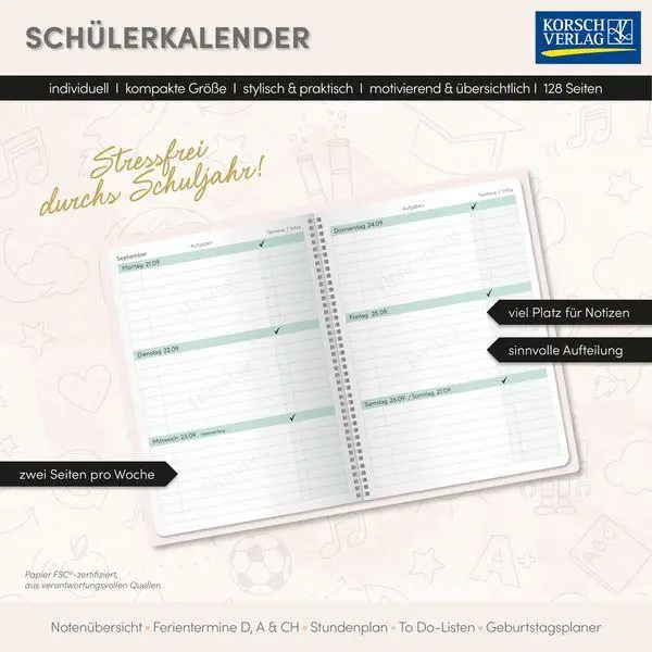 Bild: 9783819304934 | Schülerkalender Mein Jahr 2026/2027 | Verlag Korsch | Taschenbuch