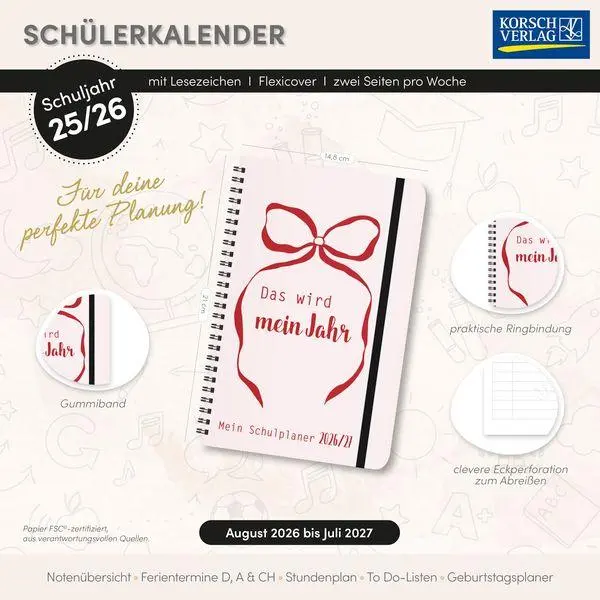 Bild: 9783819304934 | Schülerkalender Mein Jahr 2026/2027 | Verlag Korsch | Taschenbuch
