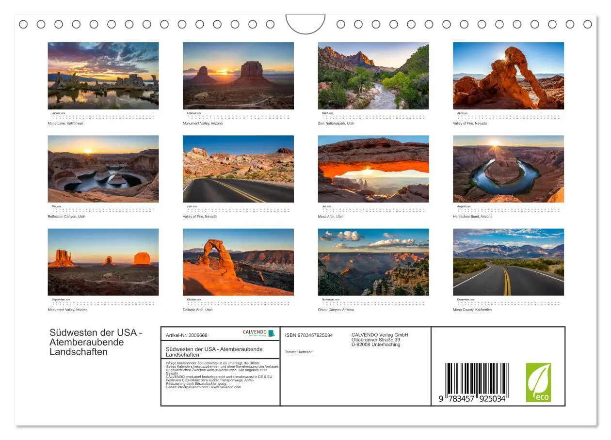 Bild: 9783457925034 | Südwesten der USA - Atemberaubende Landschaften (Wandkalender 2026...