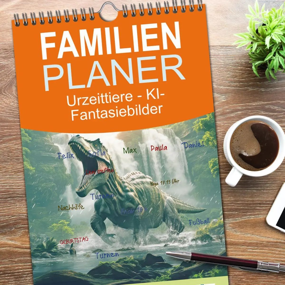 Bild: 9783516495034 | Familienplaner 2026 - Urzeittiere - KI-Fantasiebilder mit 5 Spalten...