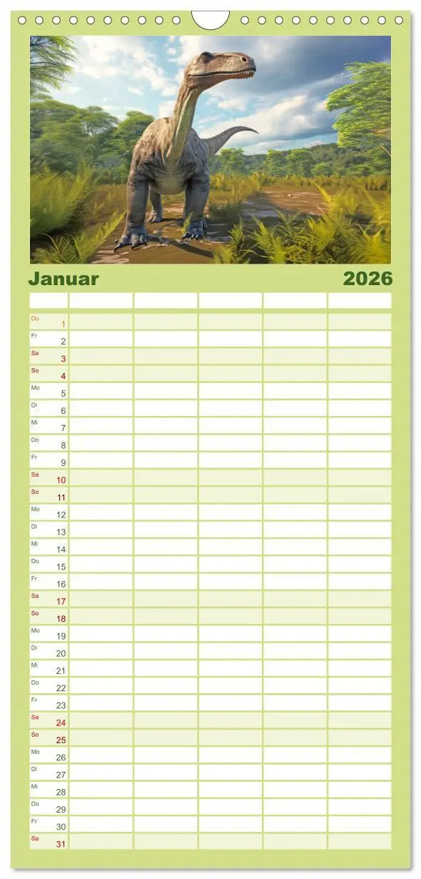 Bild: 9783516495034 | Familienplaner 2026 - Urzeittiere - KI-Fantasiebilder mit 5 Spalten...