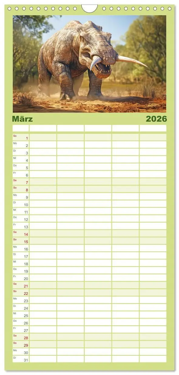 Bild: 9783516495034 | Familienplaner 2026 - Urzeittiere - KI-Fantasiebilder mit 5 Spalten...