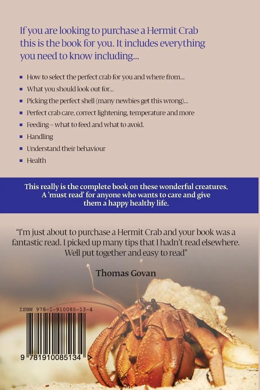 Rückseite: 9781910085134 | Hermit Crab Care | James Sure | Taschenbuch | Englisch | 2014